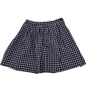 Vintage Y2K Rifle Schoolwear Navy Gingham Pleated Skirt Girl's 12 Fits 25x16"